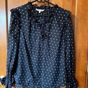 Alex Mill Blouse Navy with White Flowers